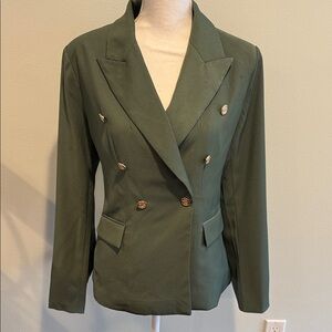 Women's Double-Breasted Green Blazer